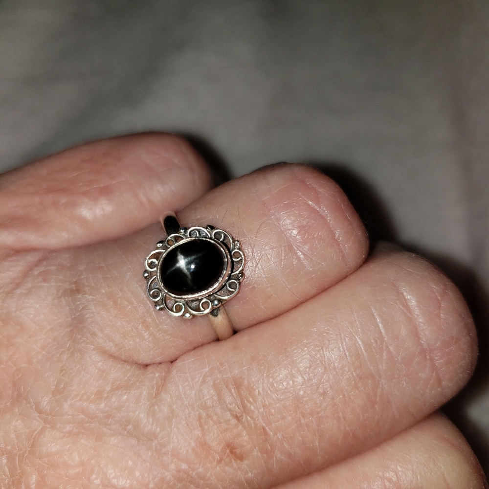 SS black stone ring - Picture 3 of 5
